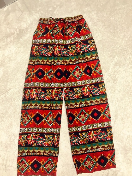 Jantzen Classics Pants - Classic Wide Leg Pants in Red Multicolor Tribal Print